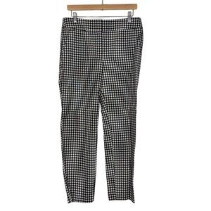LOFT Black and White Gingham Marissa Stretch Work Pants Size: 6